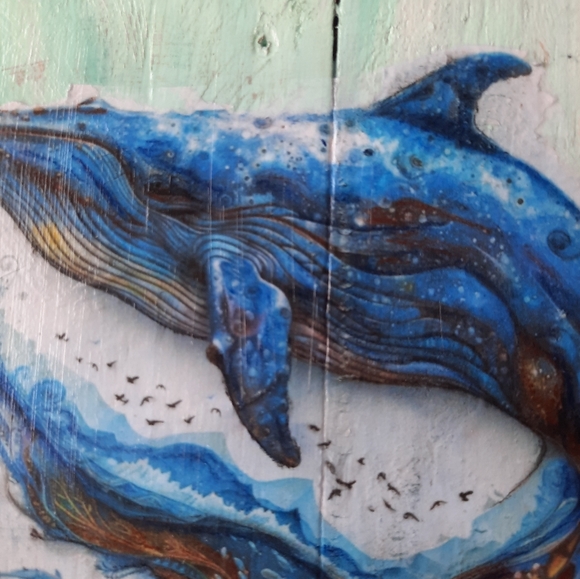 Blue Whale drawing / Mixed Media with pastels / Varnished / Nautical decor - Picture 2 of 5